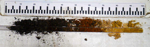 Carotté sous gaine présentant une pollution sur 0.45 m